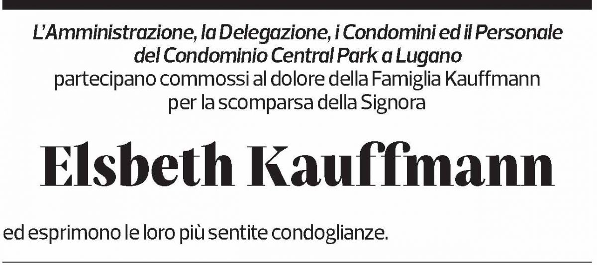Annuncio funebre Elsbeth Kauffmann