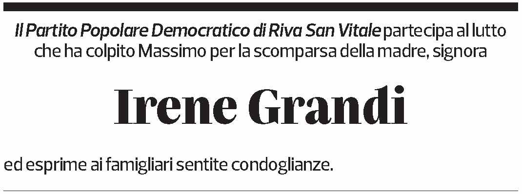Annuncio funebre Irene Grandi
