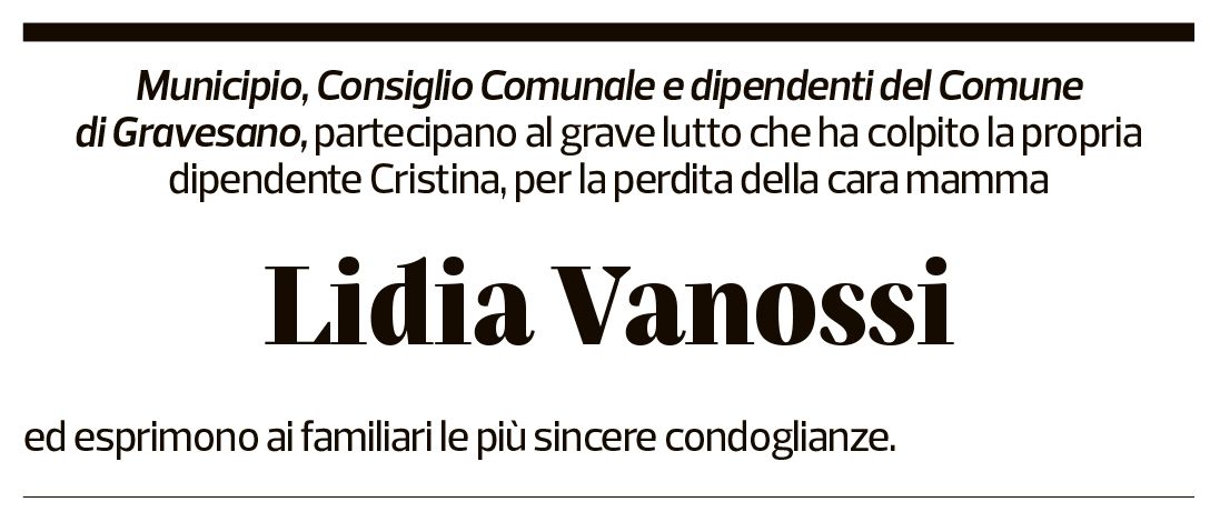 Annuncio funebre Lidia Vanossi