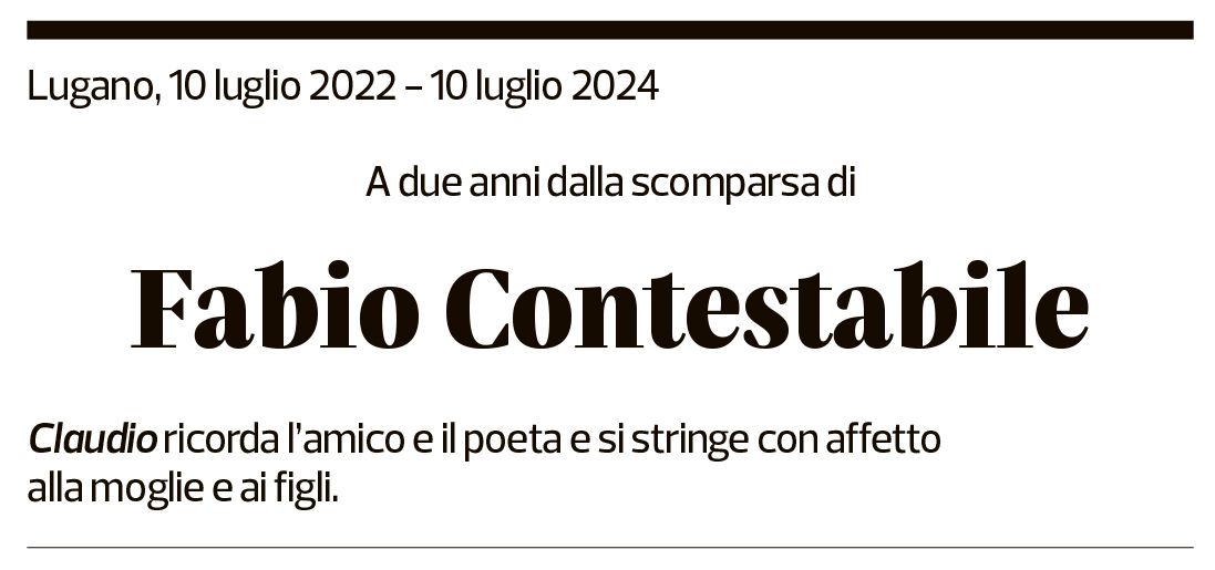 Annuncio funebre Fabio Contestabile