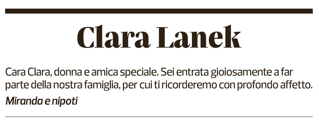 Annuncio funebre Clara Lanek
