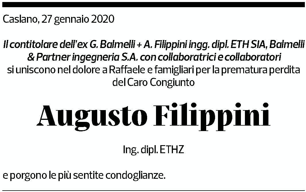 Annuncio funebre Augusto Filippini