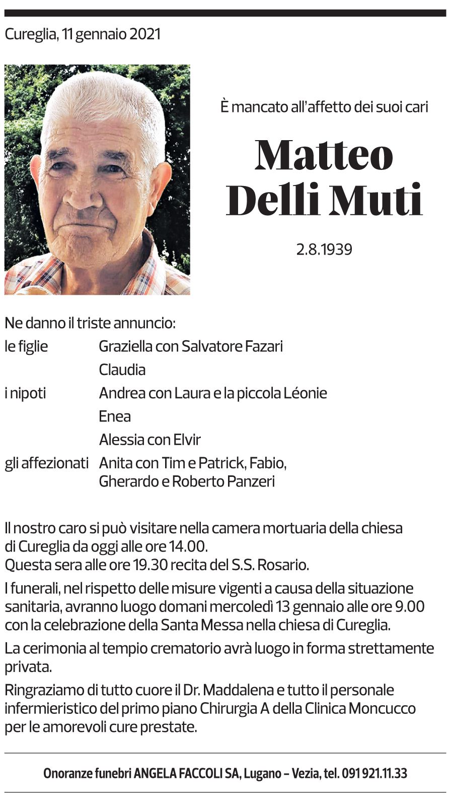 Annuncio funebre Matteo Delli Muti