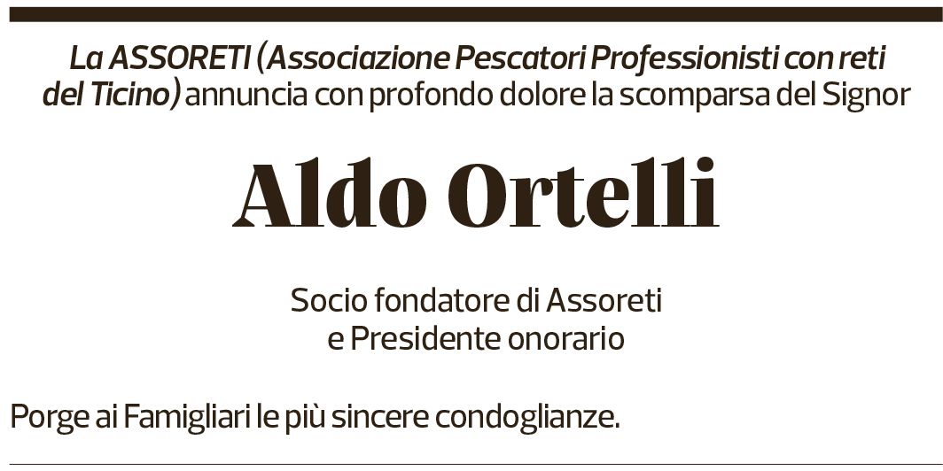 Annuncio funebre Aldo Ortelli