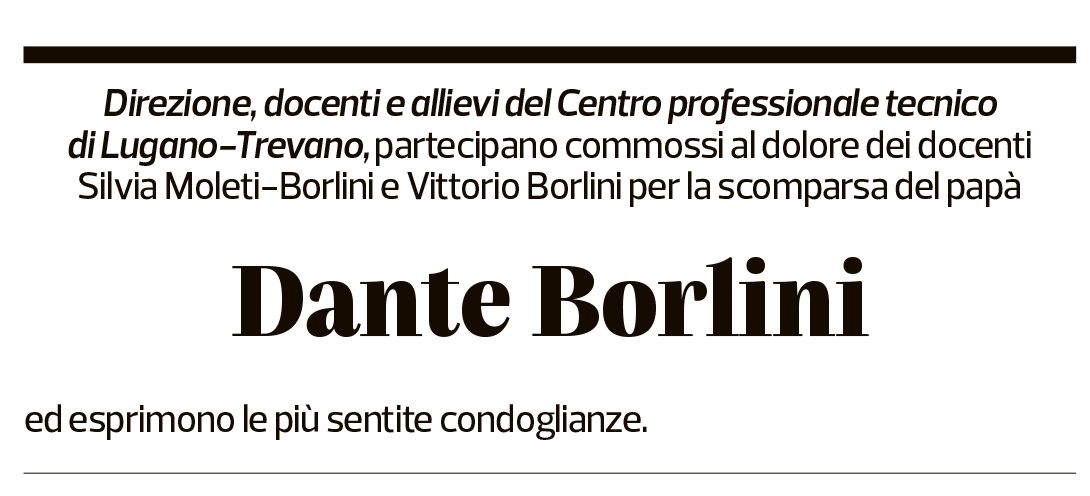 Annuncio funebre Dante Borlini