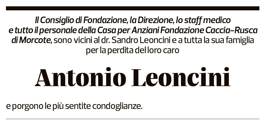 Annuncio funebre Antonio Leoncini