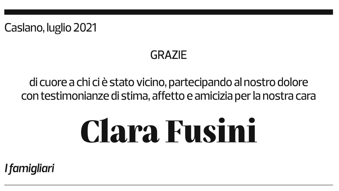 Annuncio funebre Clara Fusini