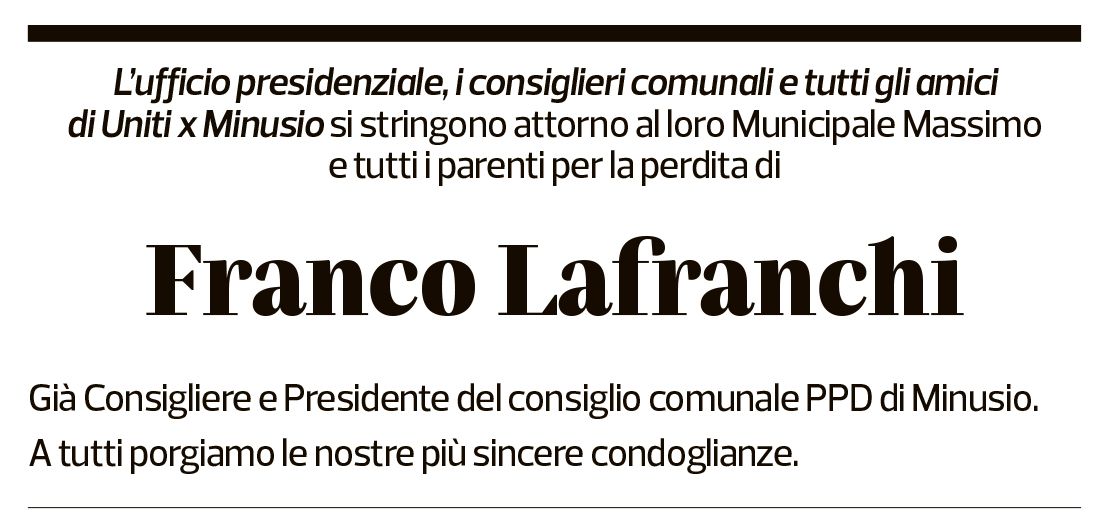 Annuncio funebre Franco Lafranchi