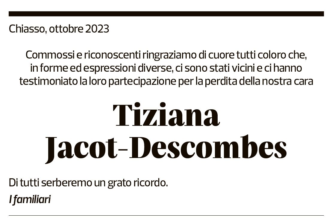 Annuncio funebre Tiziana Jacot-descombes