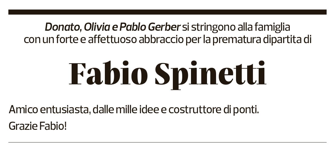 Annuncio funebre Fabio Spinetti