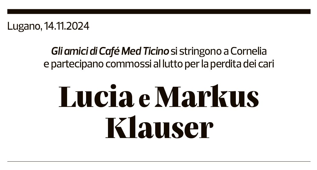 Annuncio funebre Lucia E Markus Klauser