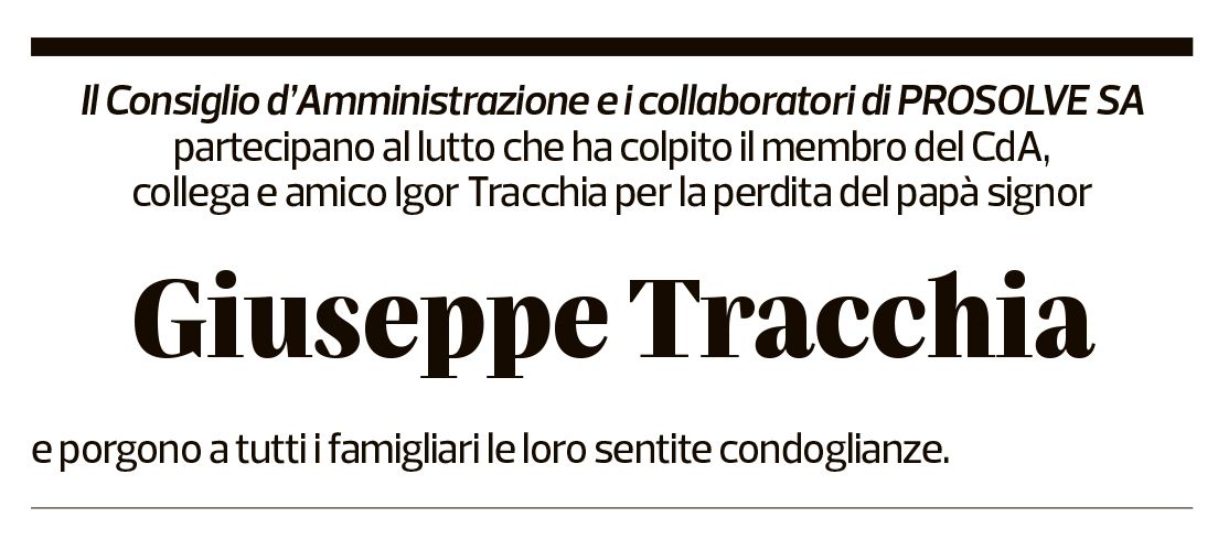 Annuncio funebre Giuseppe Tracchia