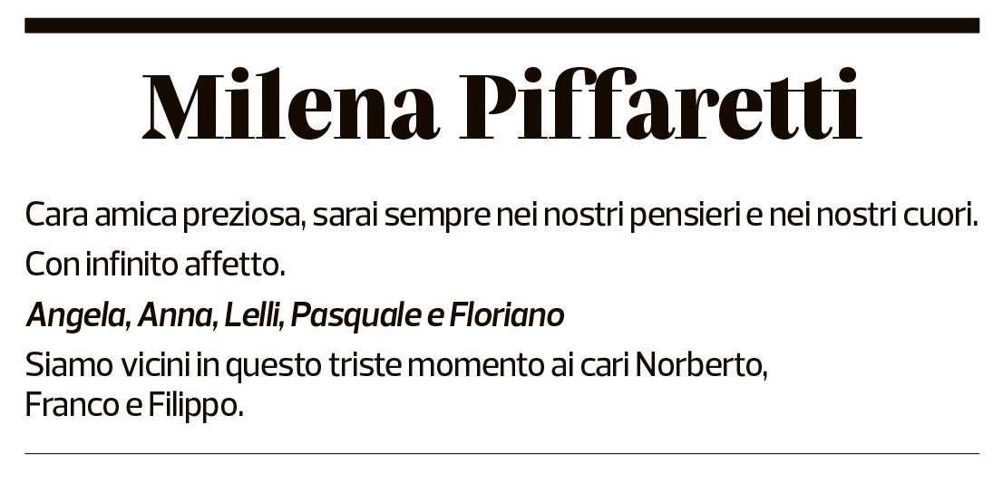 Annuncio funebre Milena Piffaretti