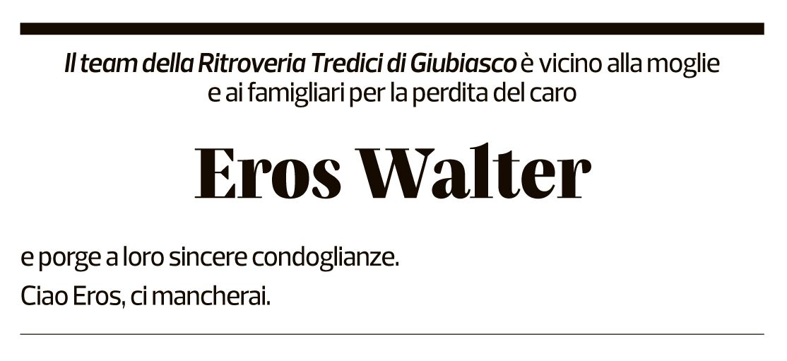 Annuncio funebre Eros Walter