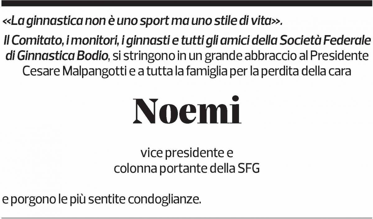 Annuncio funebre Noemi Malpangotti