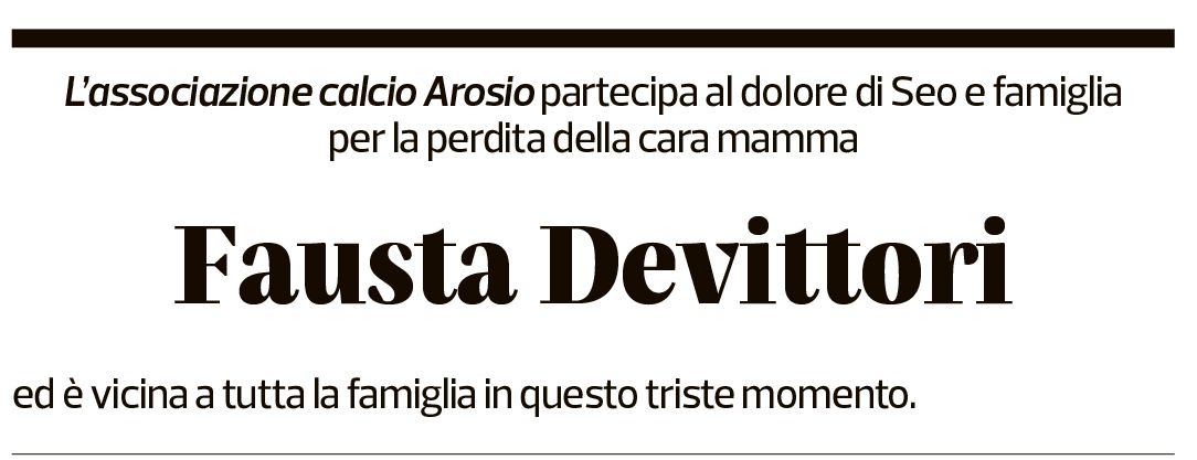 Annuncio funebre Fausta Devittori