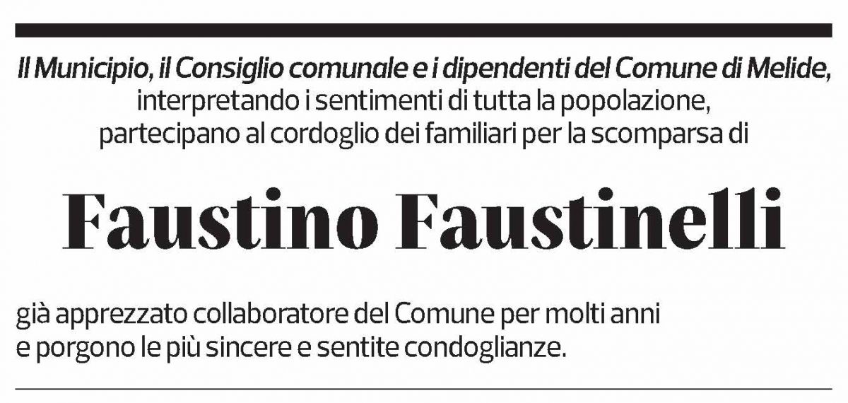 Annuncio funebre Fausto Faustinelli