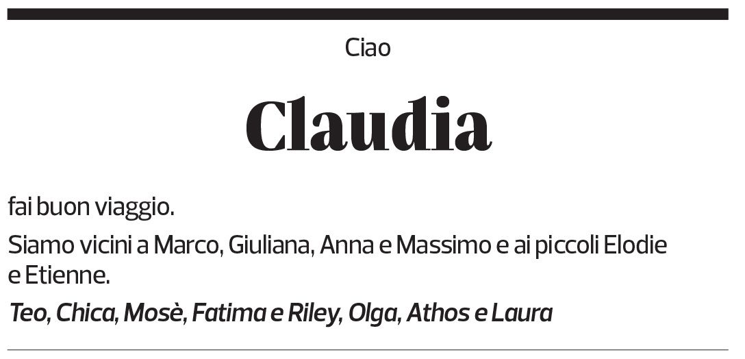 Annuncio funebre Claudia Ferrari