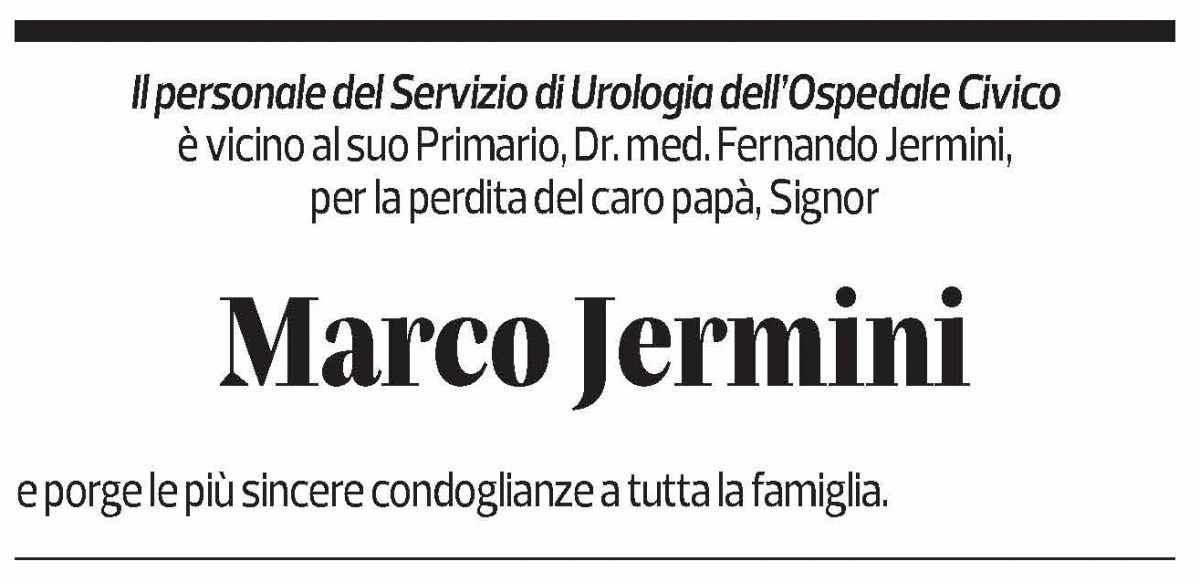 Annuncio funebre Marco Jermini