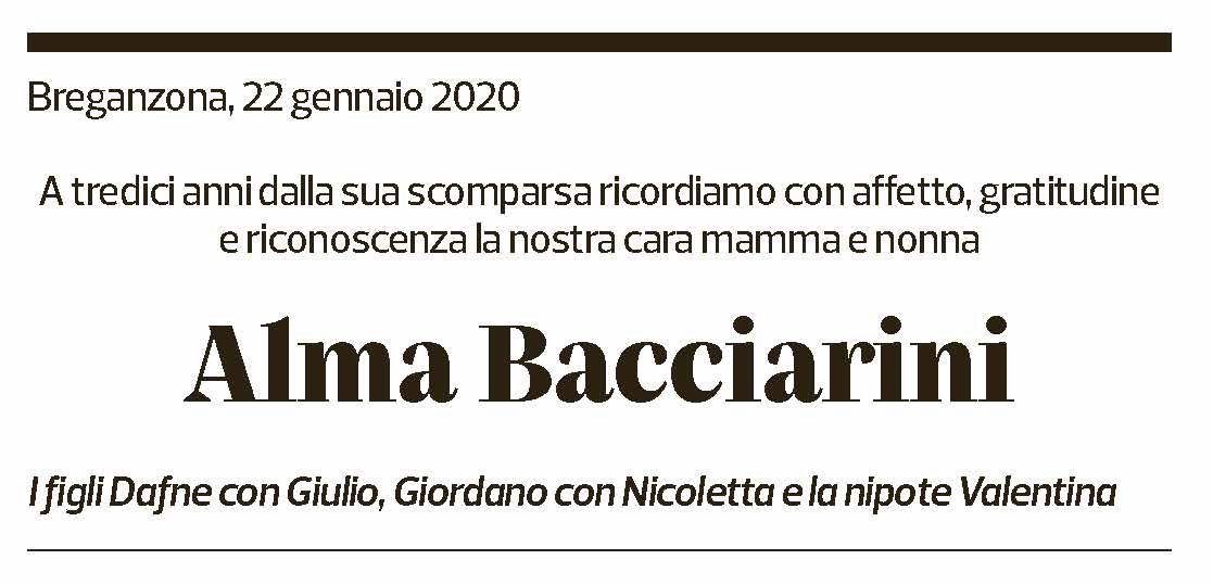 Annuncio funebre Alma Bacciarini