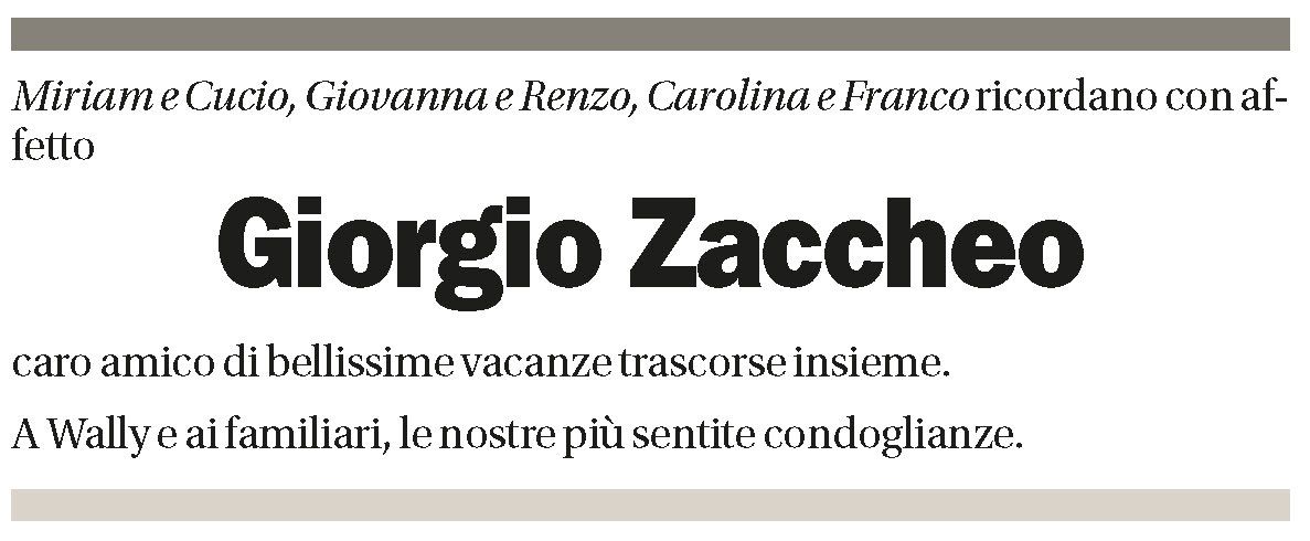 Annuncio funebre Giorgio Zaccheo