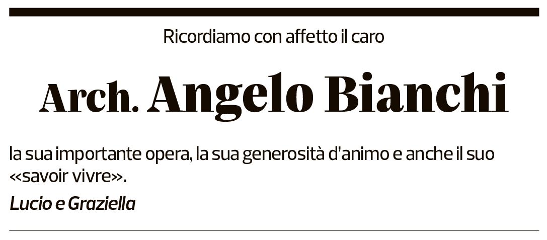 Annuncio funebre Angelo Bianchi