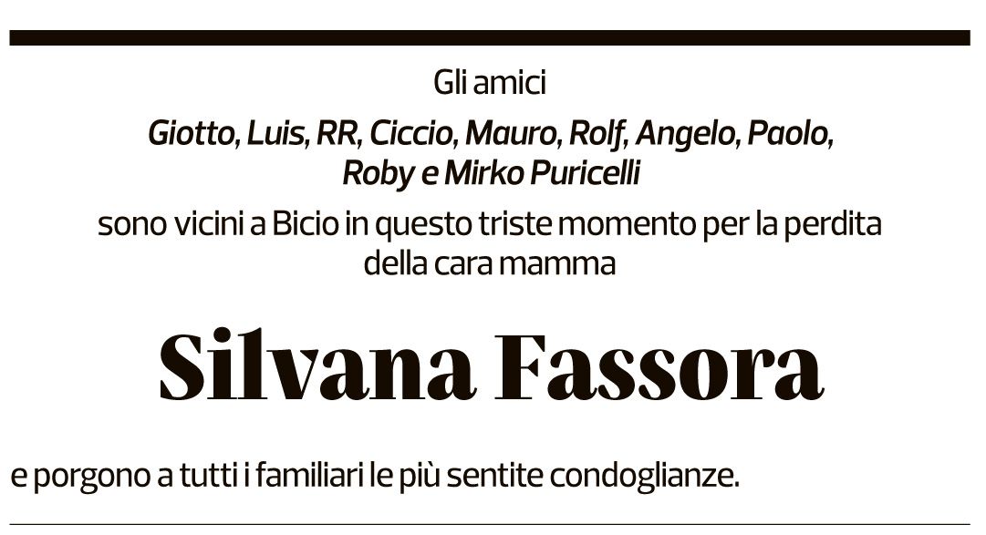 Annuncio funebre Silvana Fassora