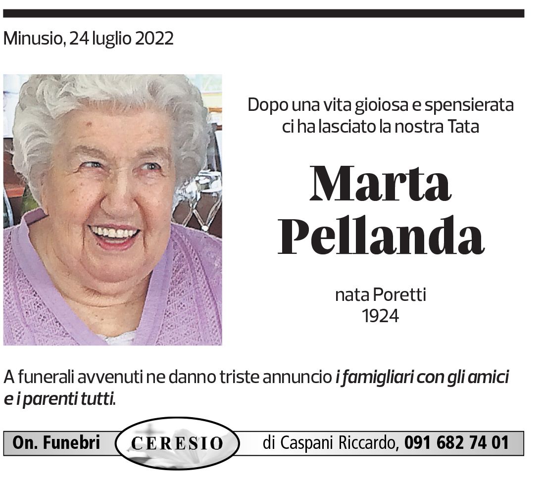 Annuncio funebre Marta Pellanda