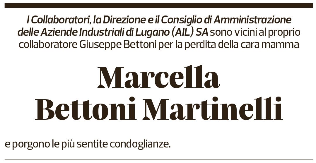 Annuncio funebre Marcella Bettoni Martinelli