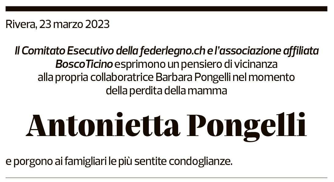 Annuncio funebre Antonietta Pongelli-moro