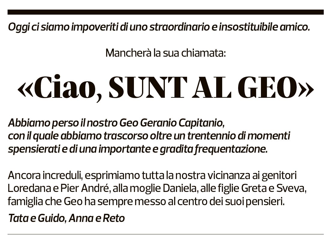 Annuncio funebre Geo Jeanmaire