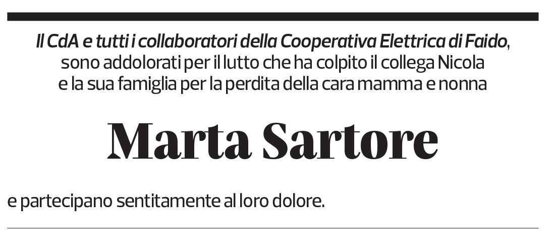 Annuncio funebre Marta Sartore