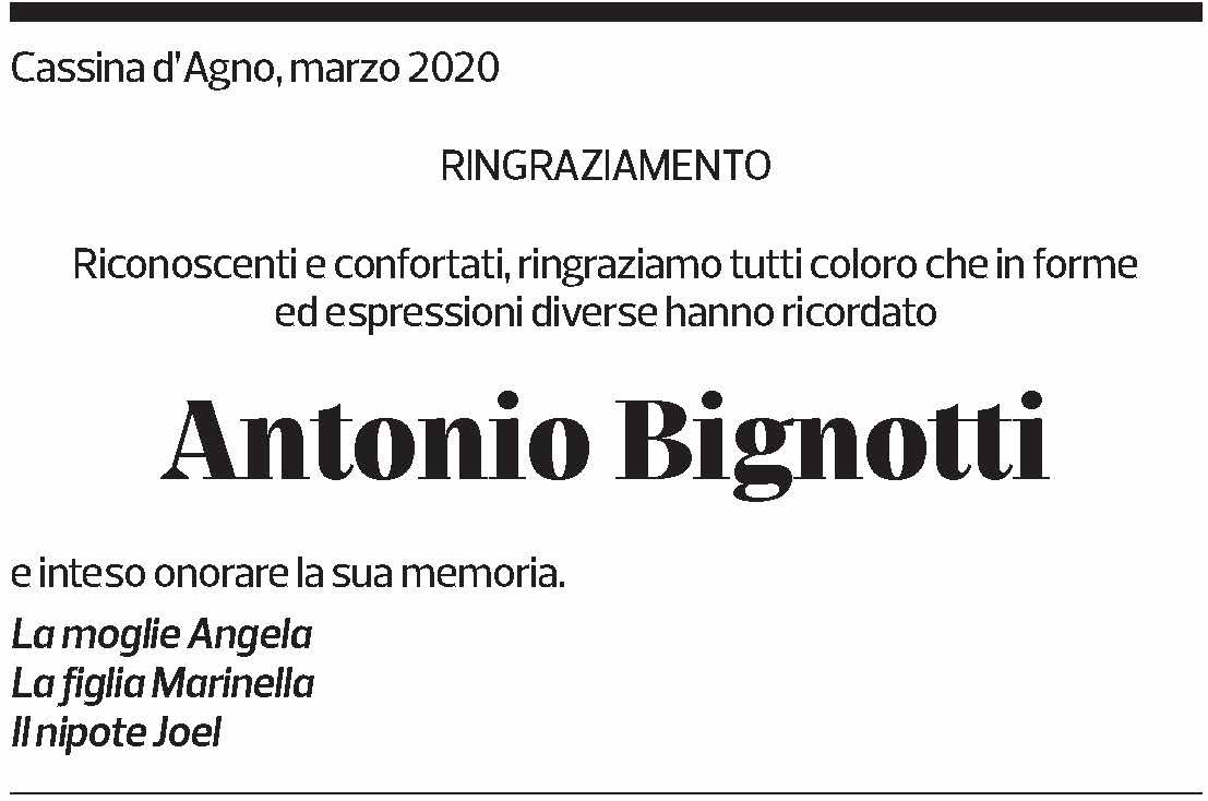 Annuncio funebre Antonio Bignotti