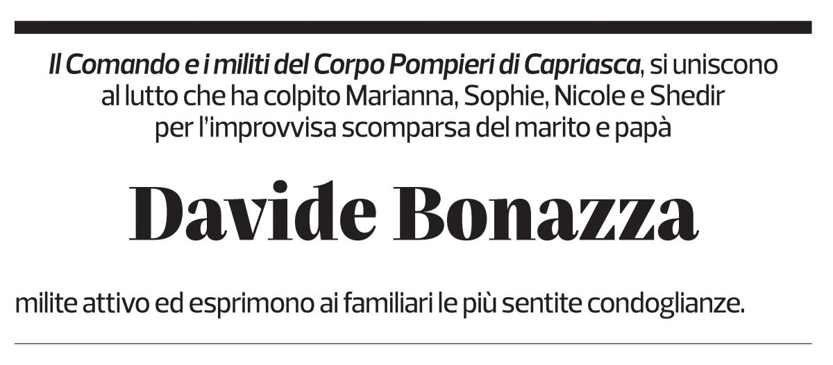 Annuncio funebre Davide Bonazza