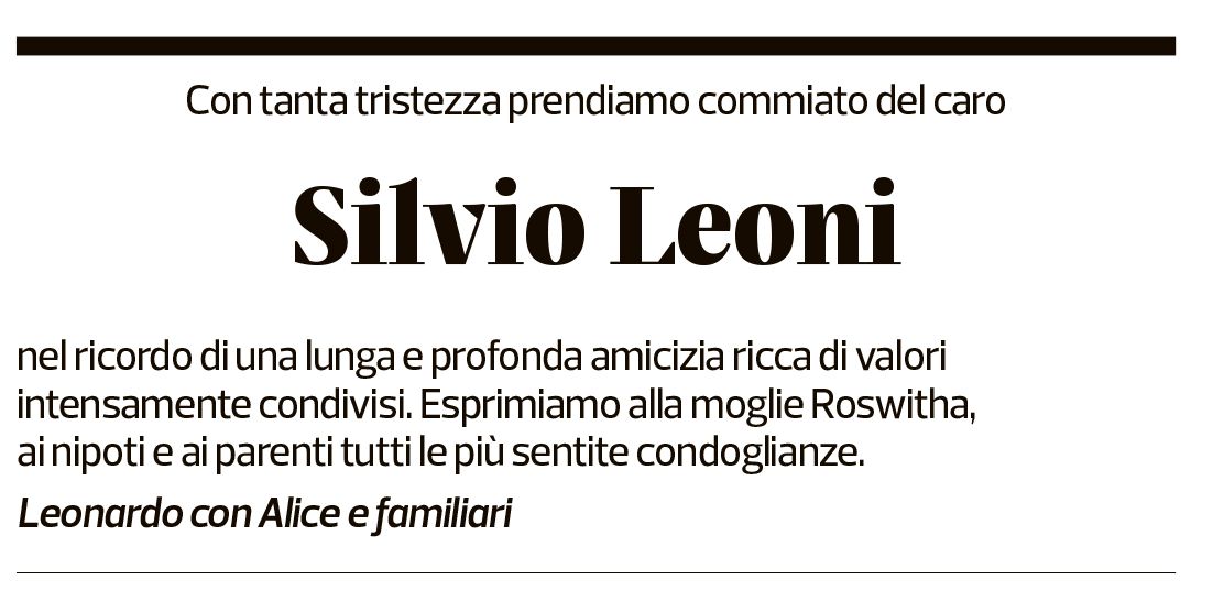 Annuncio funebre Silvio Leoni