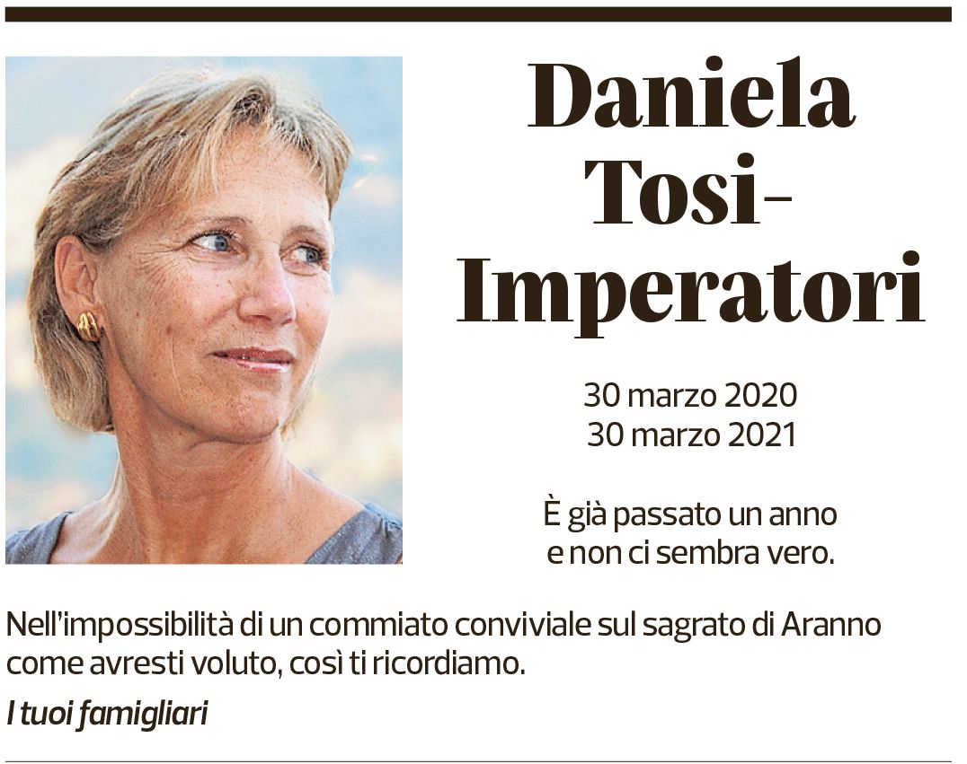 Annuncio funebre Daniela Tosi-imperatori