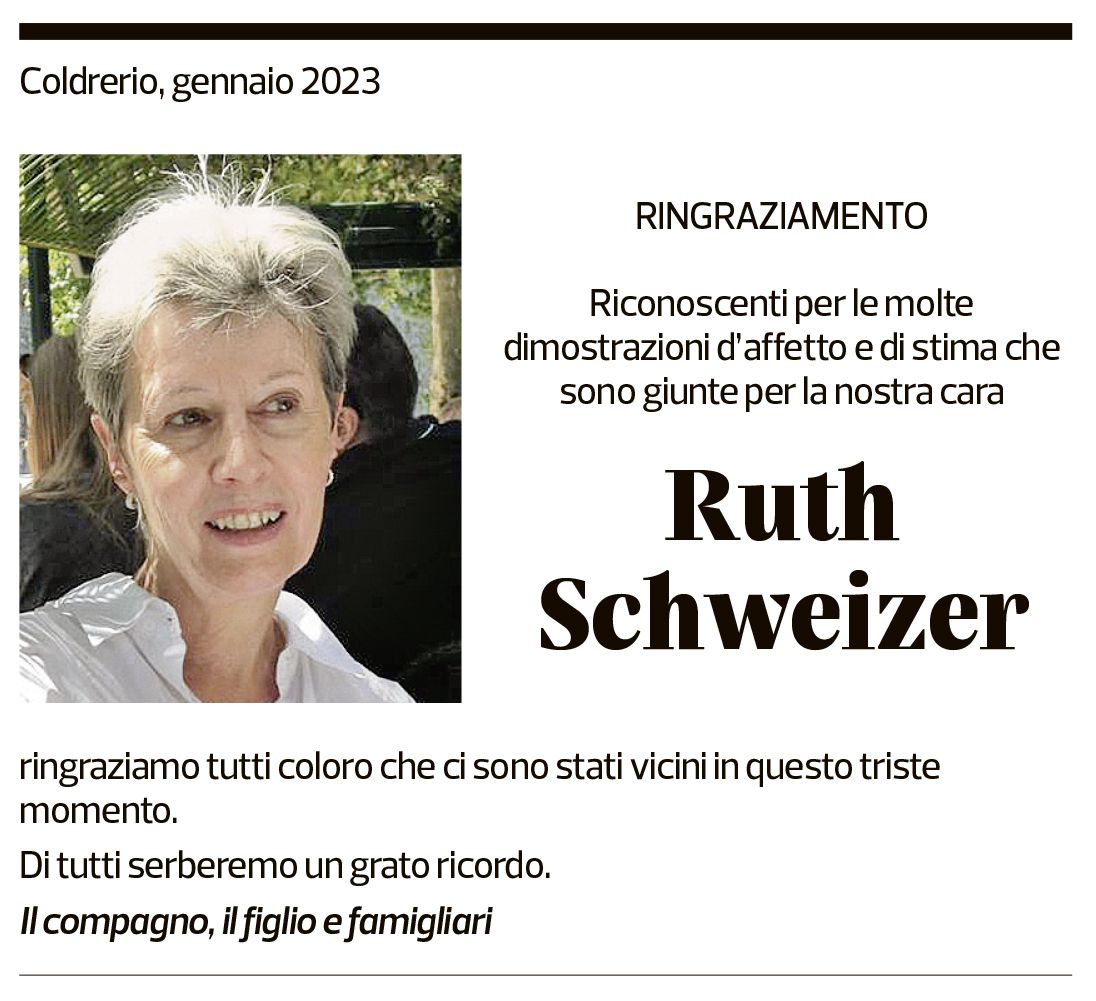 Annuncio funebre Ruth Schweizer