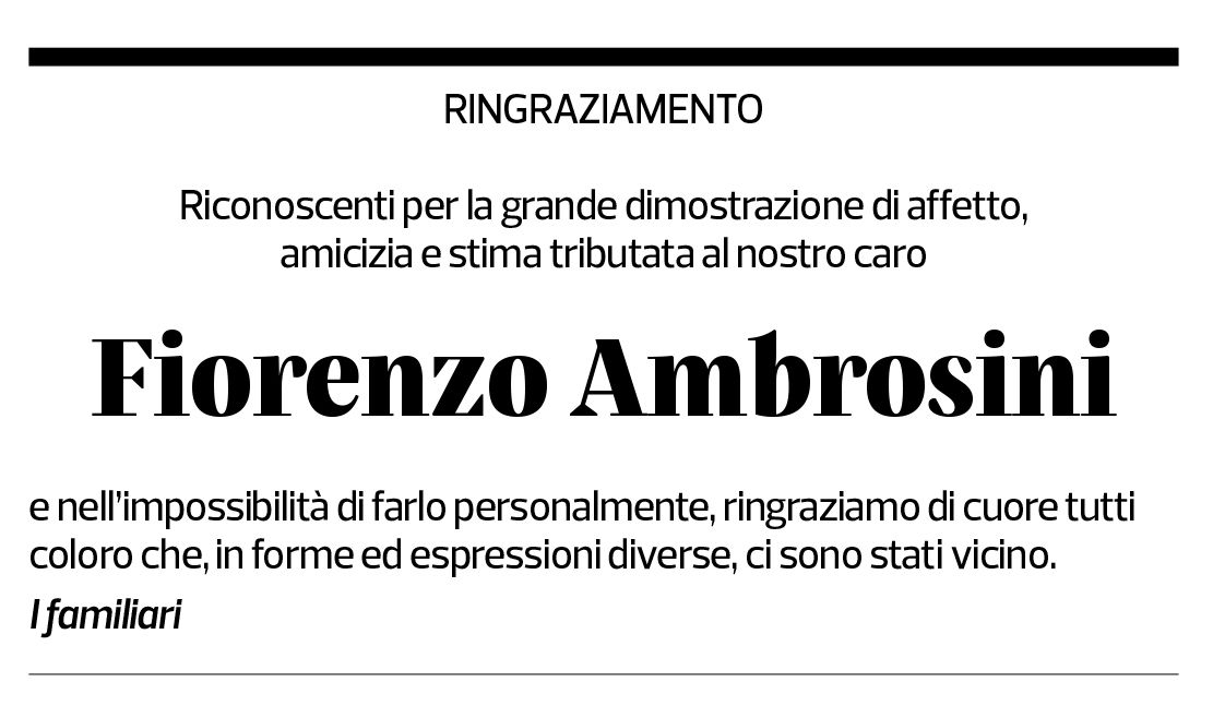 Annuncio funebre Fiorenzo Ambrosini