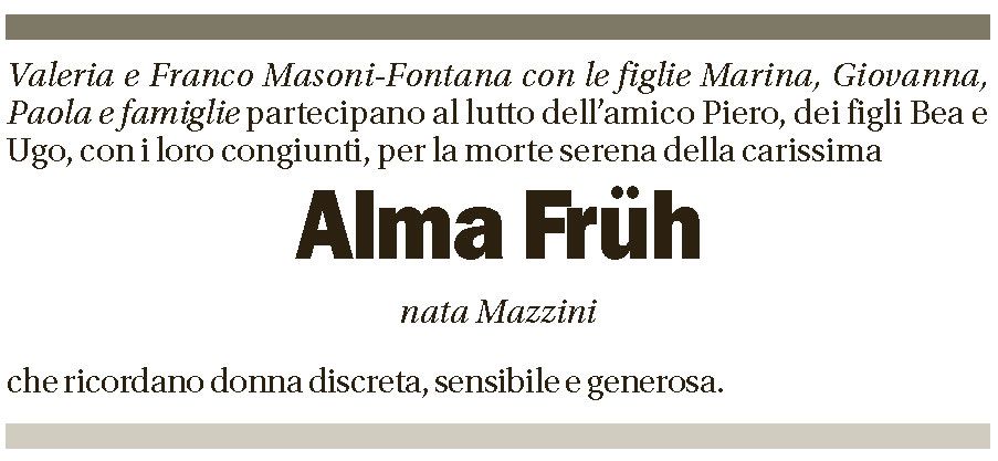 Annuncio funebre Alma Früh