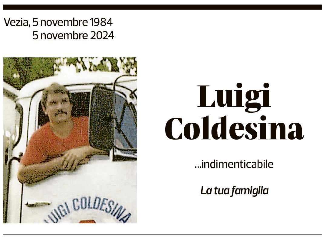 Annuncio funebre Luigi Coldesina