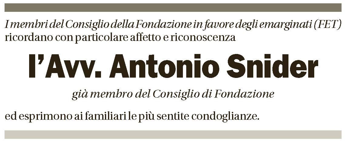 Annuncio funebre Antonio Snider