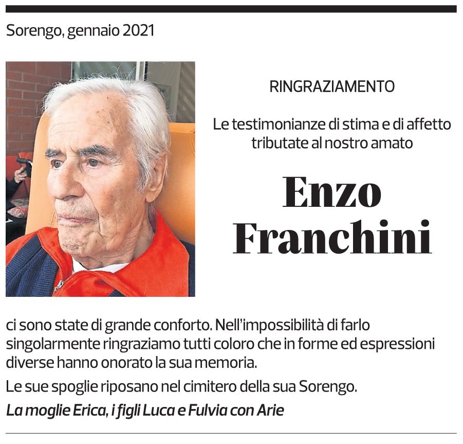 Annuncio funebre Enzo Franchini