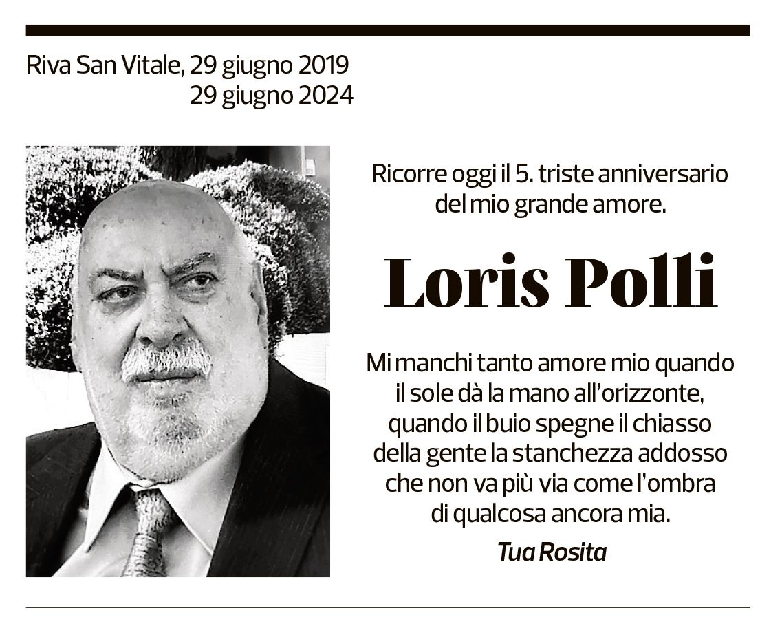 Annuncio funebre Loris Polli