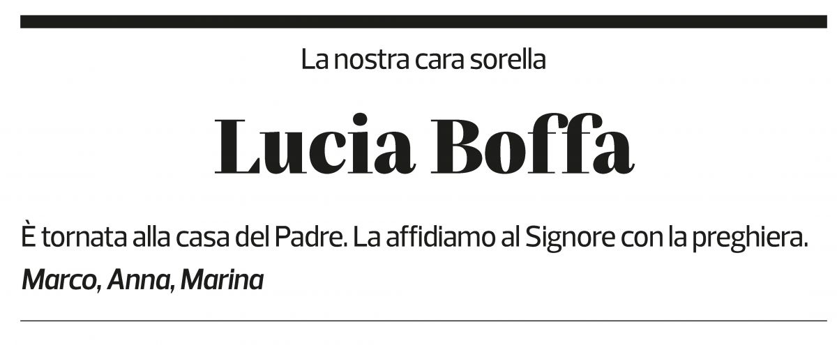 Annuncio funebre Lucia Boffa