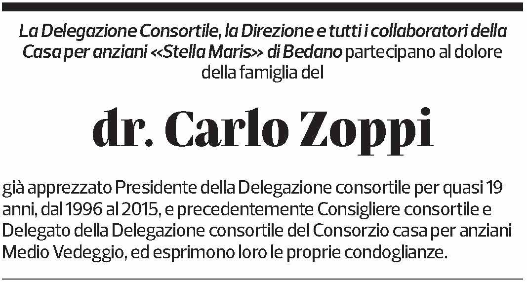 Annuncio funebre Carlo Zoppi