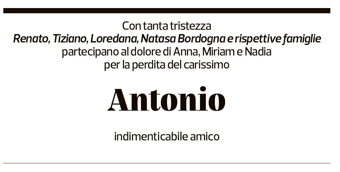 Annuncio funebre Antonio Florini