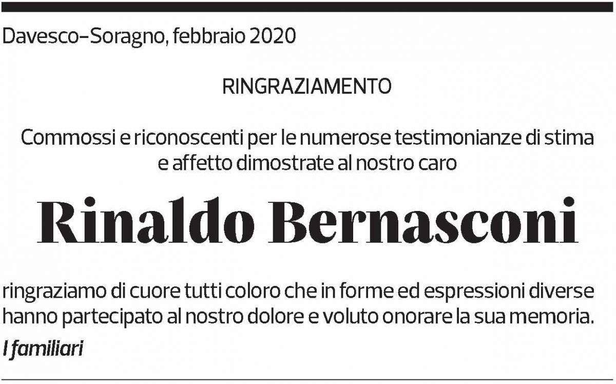 Annuncio funebre Rinaldo Bernasconi
