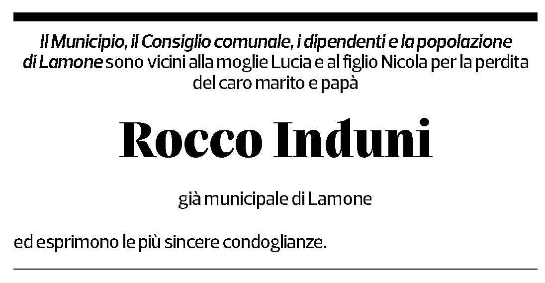 Annuncio funebre Rocco Induni