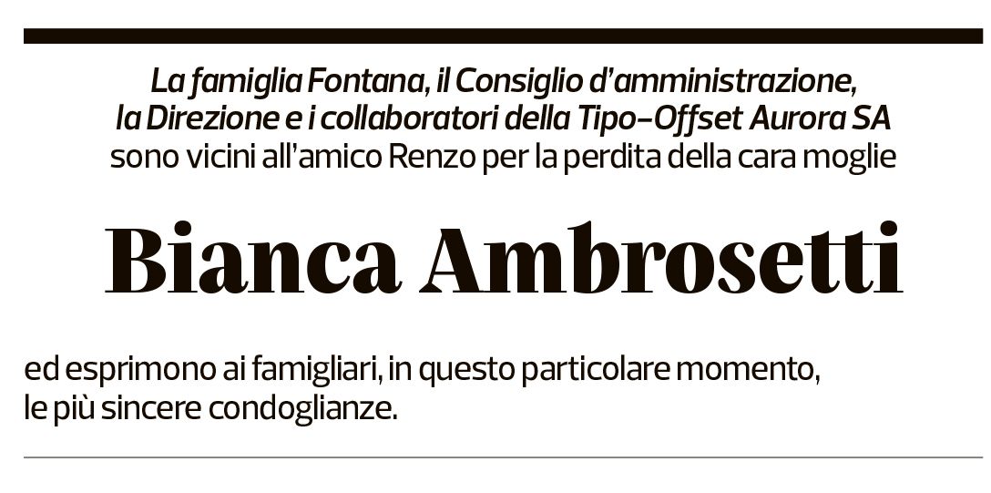 Annuncio funebre Bianca Ambrosetti