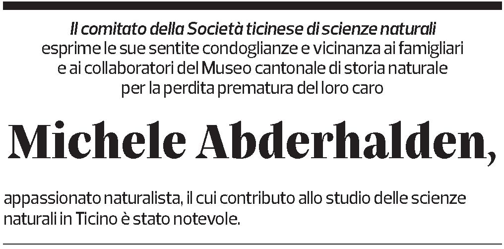 Annuncio funebre Michele Abderhalden